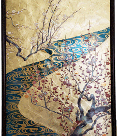 貼り絵　紅白梅図